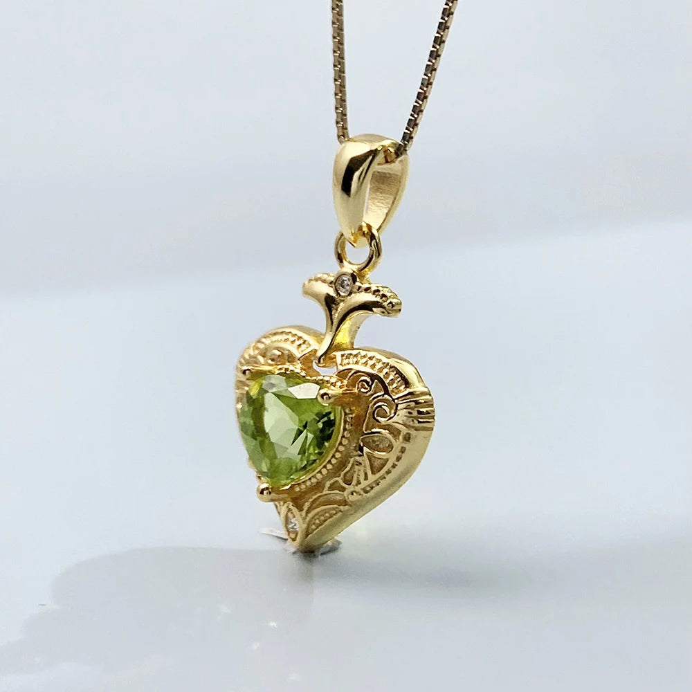 Gioiellieri Natural Peridot S925 Silver Pendant with Green Crystal Gemstone for Women Luxury Jewelry August Birthstone Healing Stone