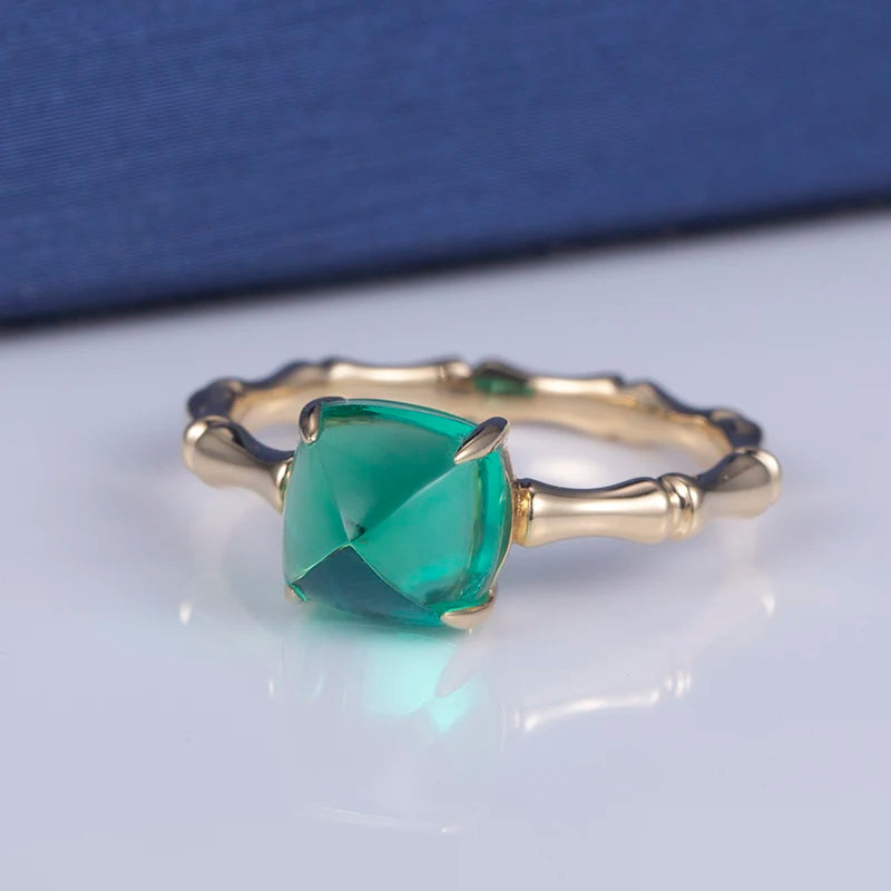 MSR-685 Fashion Designed 18k Gold Engagement Wedding Ring Jewelry Lab Grown Emerald Ring