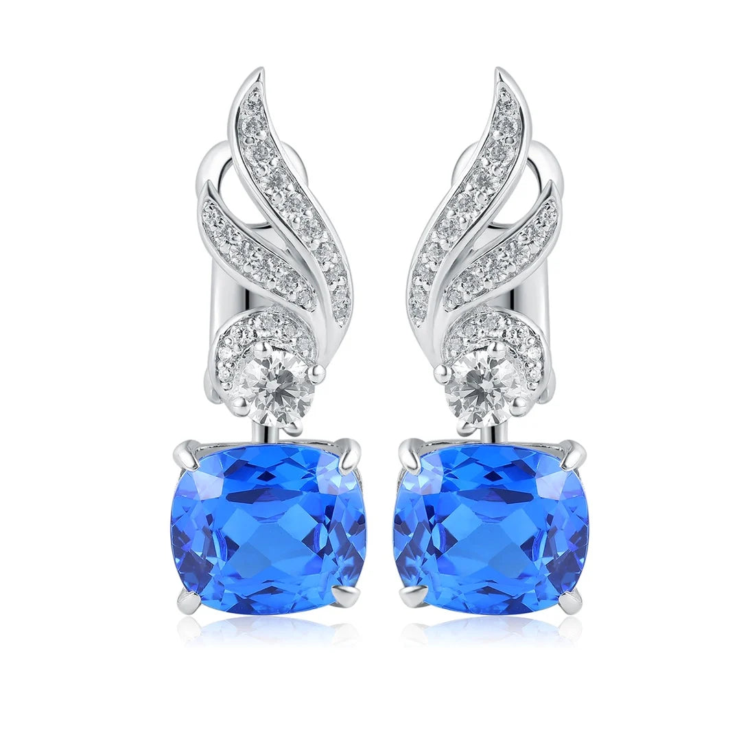 Gemfiori Anster High Quality S925 Lab Grown Cobalt Spinel Earring Stud Dainty Gemstone Stud Earrings for Women Daily Wear Gift