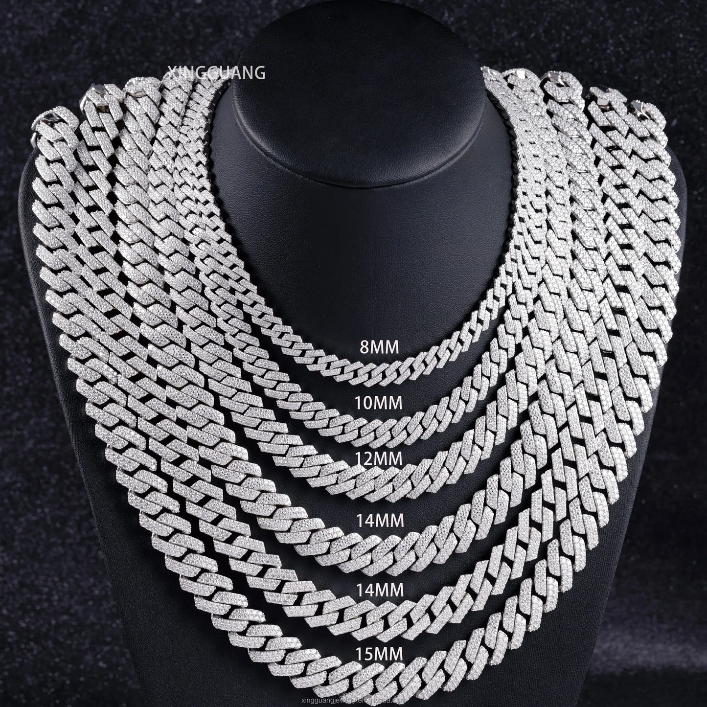 Lowest Price Hip Hop 2Row Diamond Vvs Diamond Link Chain Rapper S925 Silver  Cuban  Moissanite Necklace