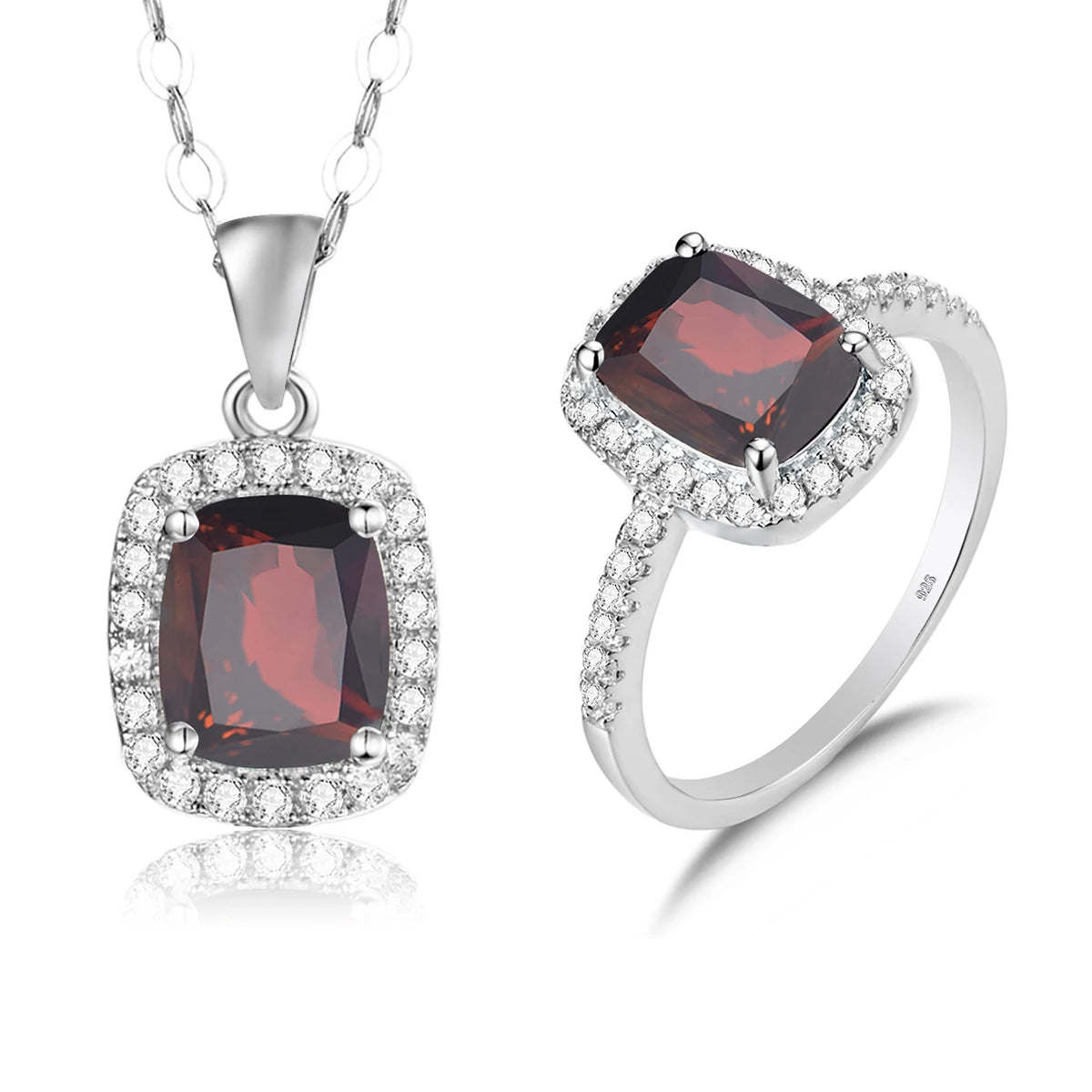ArtistA 925 Silver Crystal Stone Rings and Pendant Necklace Sets Blue Topaz Aquamarine Gemstone Jewelry Display Set