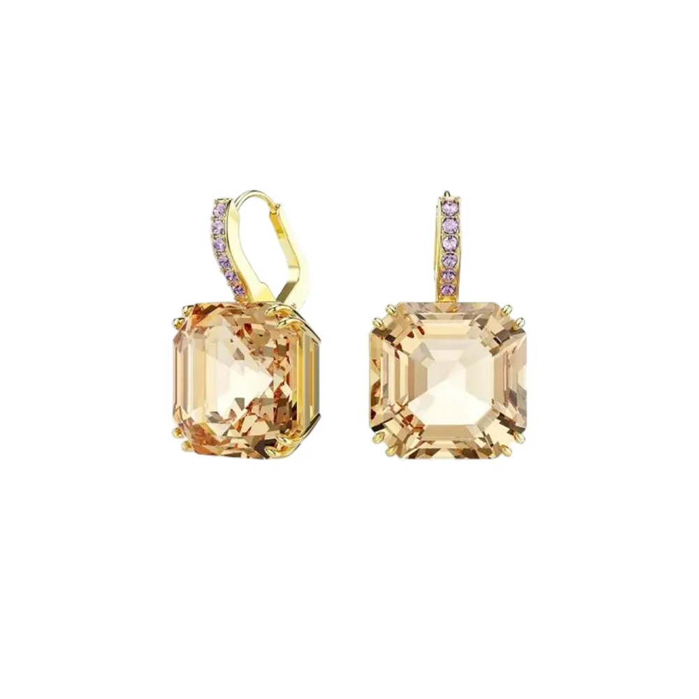 S&S Luxury Vintage Brass Zircon Sparkling Drop Earrings Elegant High-End Jewelry for Women for Parties & Special Occasions