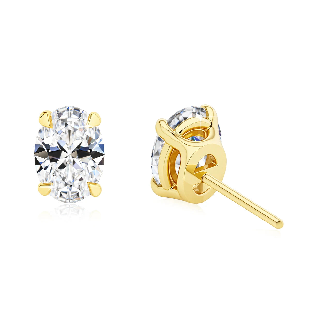 Gioiellieri Fine Jewelry Trends Genuine 14K Gold Hollow 0.5ct 1ct 2ct Oval Cut Moissanite Diamond Women Luxury 4 Claws Stud Earrings