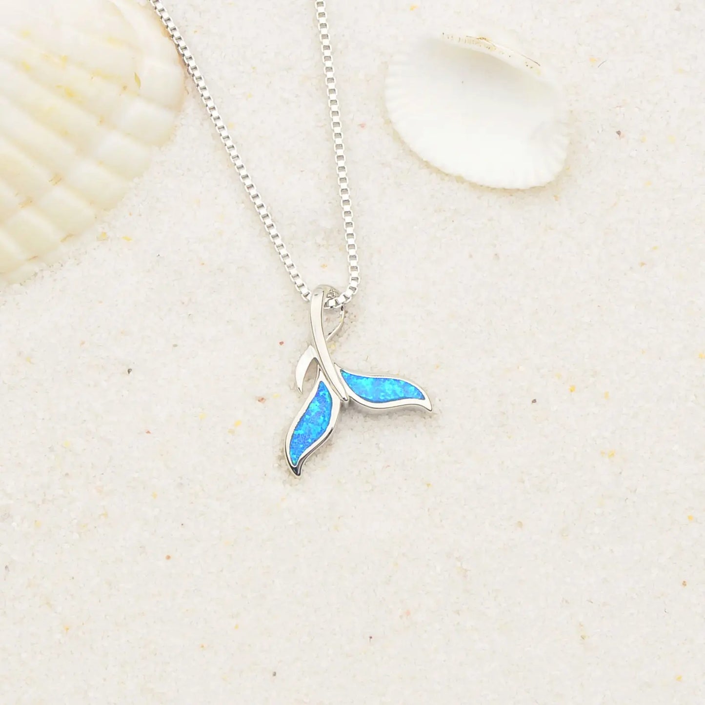TikTok Must-Have Copper Silver Plated Blue Opal Pendant | Minimalist Starfish Link Chain Women's Necklace Gift Occasions