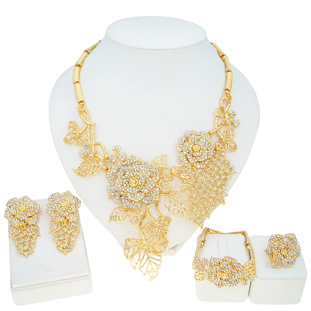 Zhuerrui New Design Sense Jewelry Set American High-end Diamond Series Ladies Classic Inheritance Wedding Four Sets I0002220
