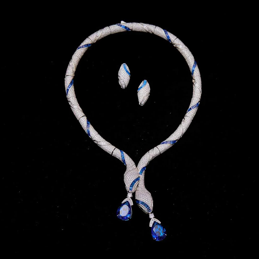 Luxury Brand Snake Design Chocker Necklace Earrings Bridal Jewelry Sets for Party and Wedding Customize Jewelry for Women