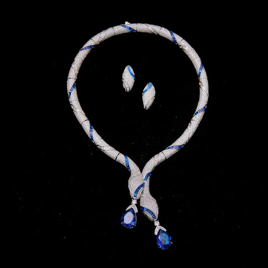 Luxury Brand Snake Design Chocker Necklace Earrings Bridal Jewelry Sets for Party and Wedding Customize Jewelry for Women