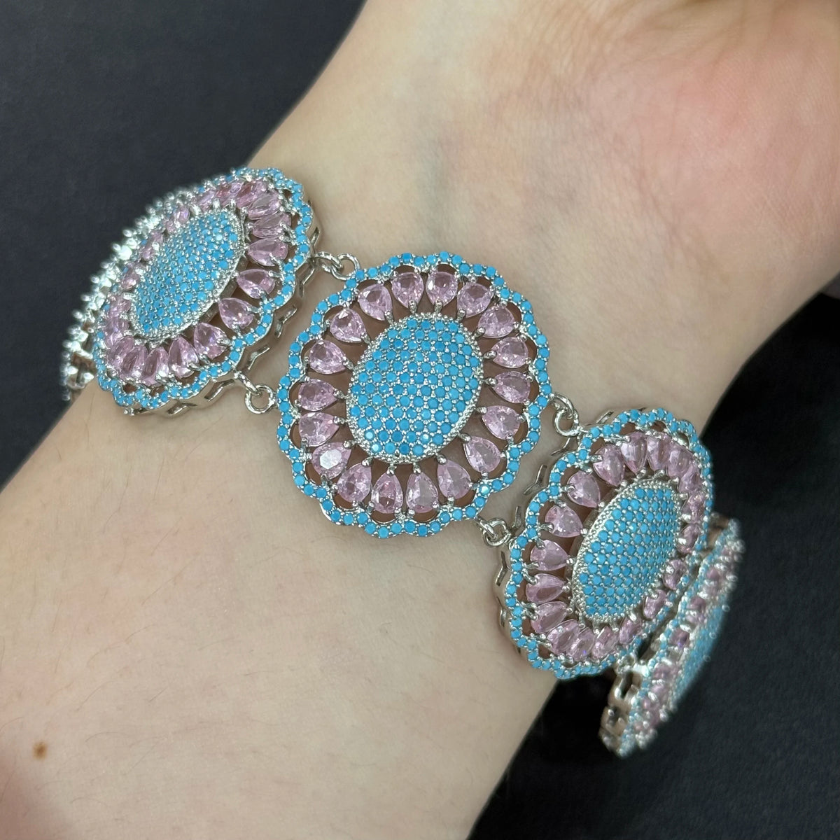 XOTICA TIANSHE French Bride Gets Married, Jewelry Girl Blue Turquoise Zircon Crystal 3pcs Set Mom's Birthday Gift
