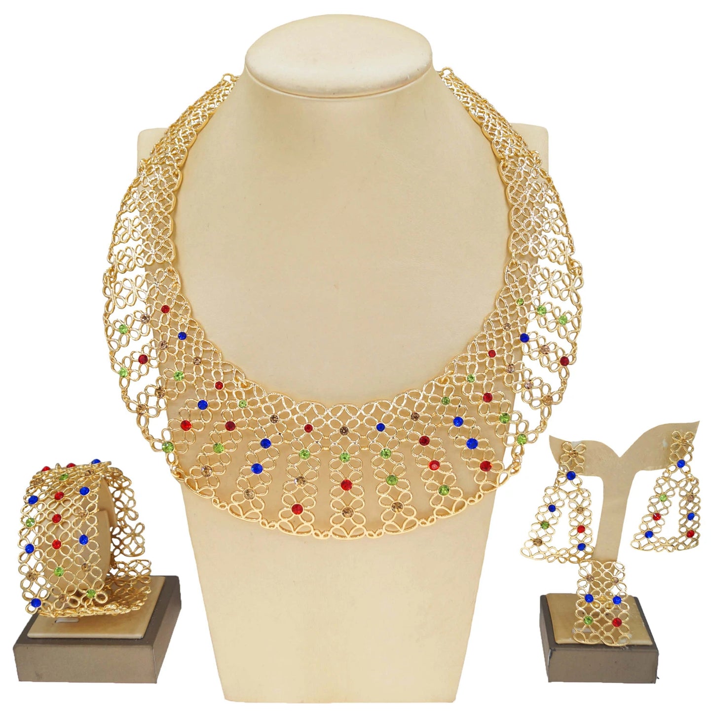 Zhuerrui Charm Hollow Jewelry Set Italian Luxury Women Jewelry Diamond Earrings Accompanied by Bridesmaids Hand CeremonyH00768