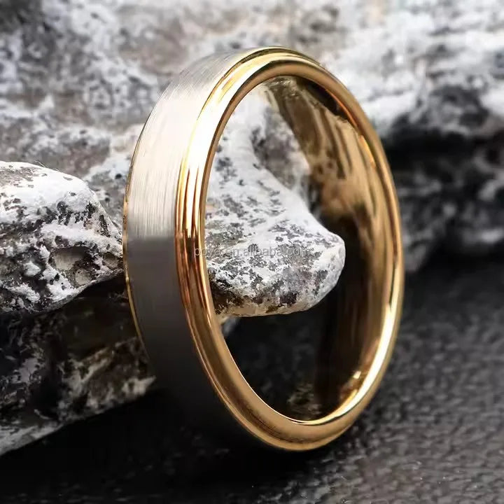 POYA Unisex 4mm Silver Gold Tungsten Carbide Wedding Band Ring Fashionable Anniversary Gift Couples Christian Jewelry Parties