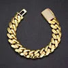 Luxury Miami Cuban Link Chain Bracelet Necklace Brass 14k 18k Gold Plated Zircon Clasp Iced Out 3D Logo Laser Engraving Jewelry