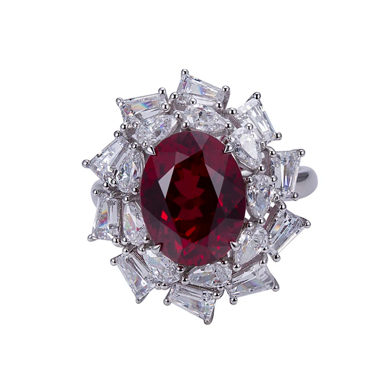 Messi Jewelry  MSR-954 Lab Created Ruby  S925 Oval Ring New Romantic Fashion Design Engagement Ring Wedding Band Classic Gift