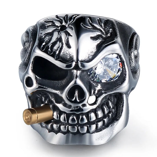 NEWLiFE VIKING Skull Cubic Zirconia Ring in Stainless Steel for Men | Designer Jewellery for women & MEN