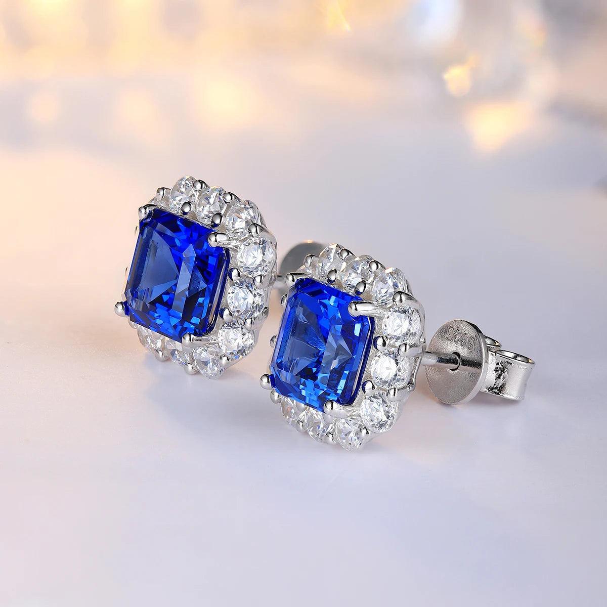 ArtistA Luxury Fancy Design Halo Earring Women Jewelry Lab Gemstone Classic S925 Silver Women Birthday Gift Classic Earring Stud Set