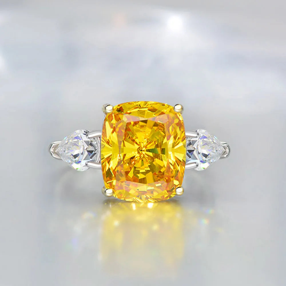 MuShan Jewelry Factory High End Simulation Diamond 10*12 Wedding Ring High Carbon Diamond 4 Carat S925 Pure Silver Ring