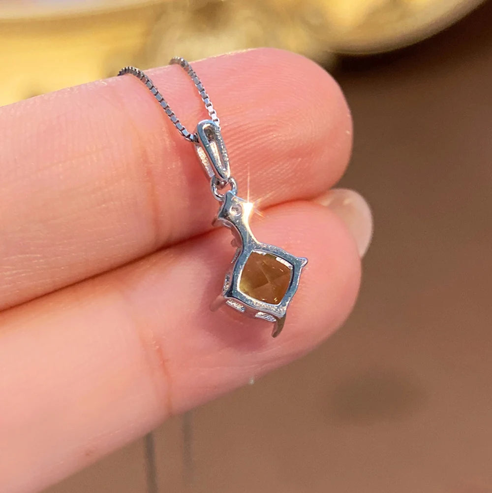 Gioiellieri Fashion Natural Peridot Necklace S925 Sterling Silver Inlay Simple Style Women Pendant Jewelry Anniversary Gift