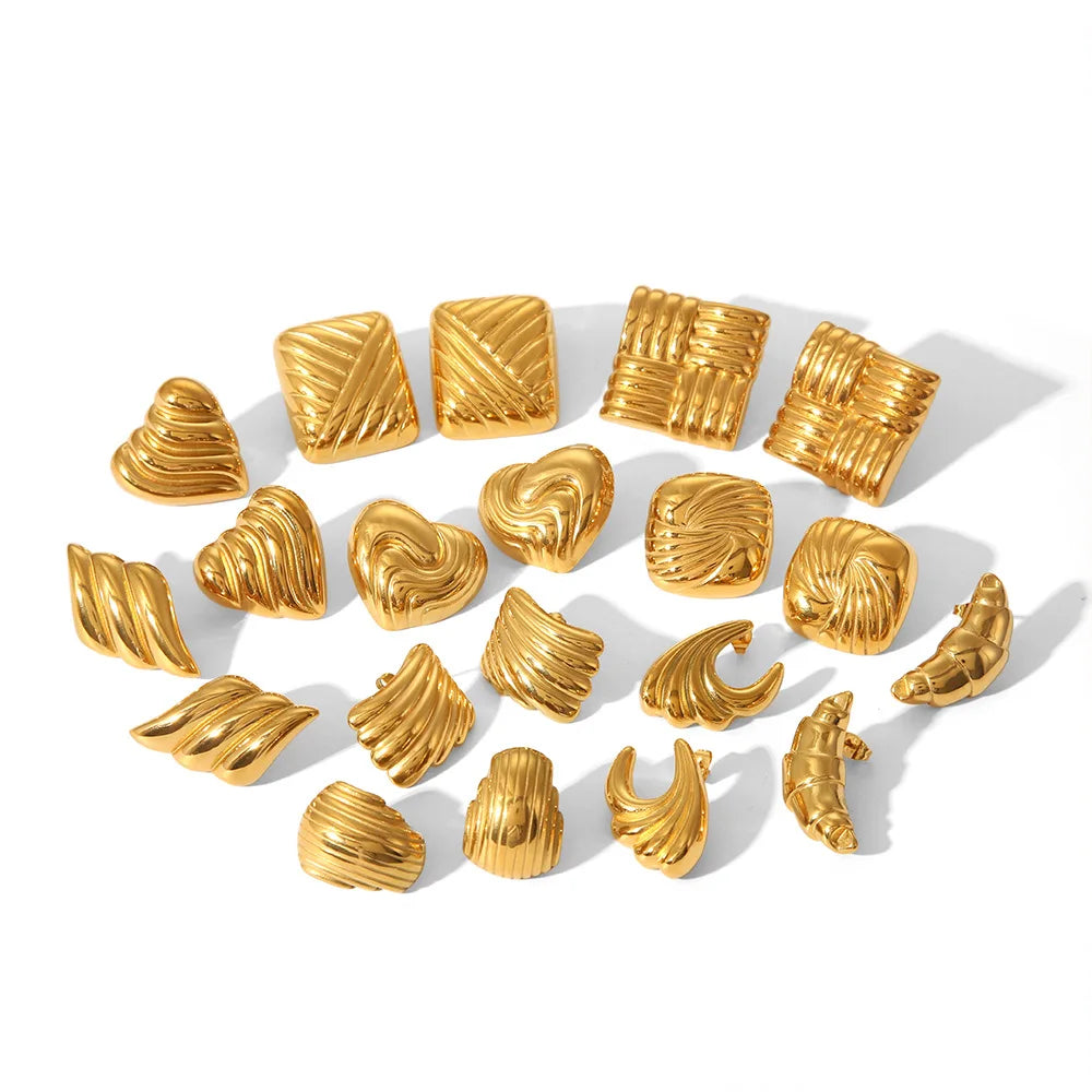 S&S Geometric Line Stud Earrings | 18K Gold Plated | S&S