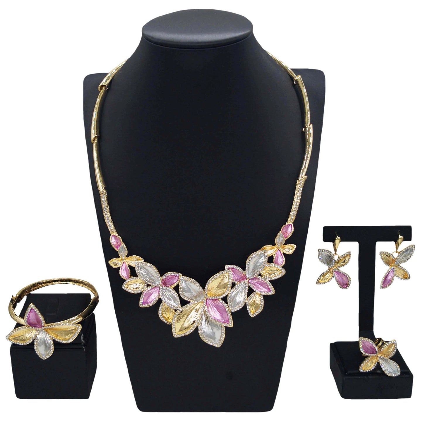 Zhuerrui Fashion Elegant Jewelry Set New Diamond Inlaid Gemstone Flowers Girl's Coming-of-age Bride Wedding BraceletHN2400914