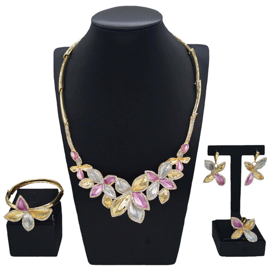 Zhuerrui Fashion Elegant Jewelry Set New Diamond Inlaid Gemstone Flowers Girl's Coming-of-age Bride Wedding BraceletHN2400914