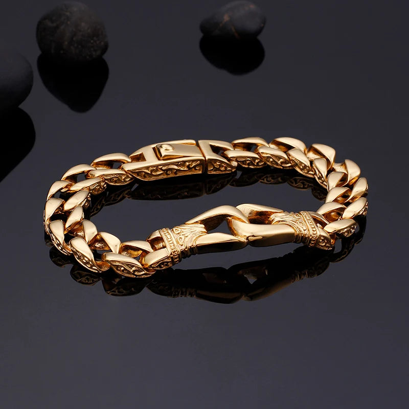 KALEN Fashion Gold Stainless Steel Charm Bracelet Men