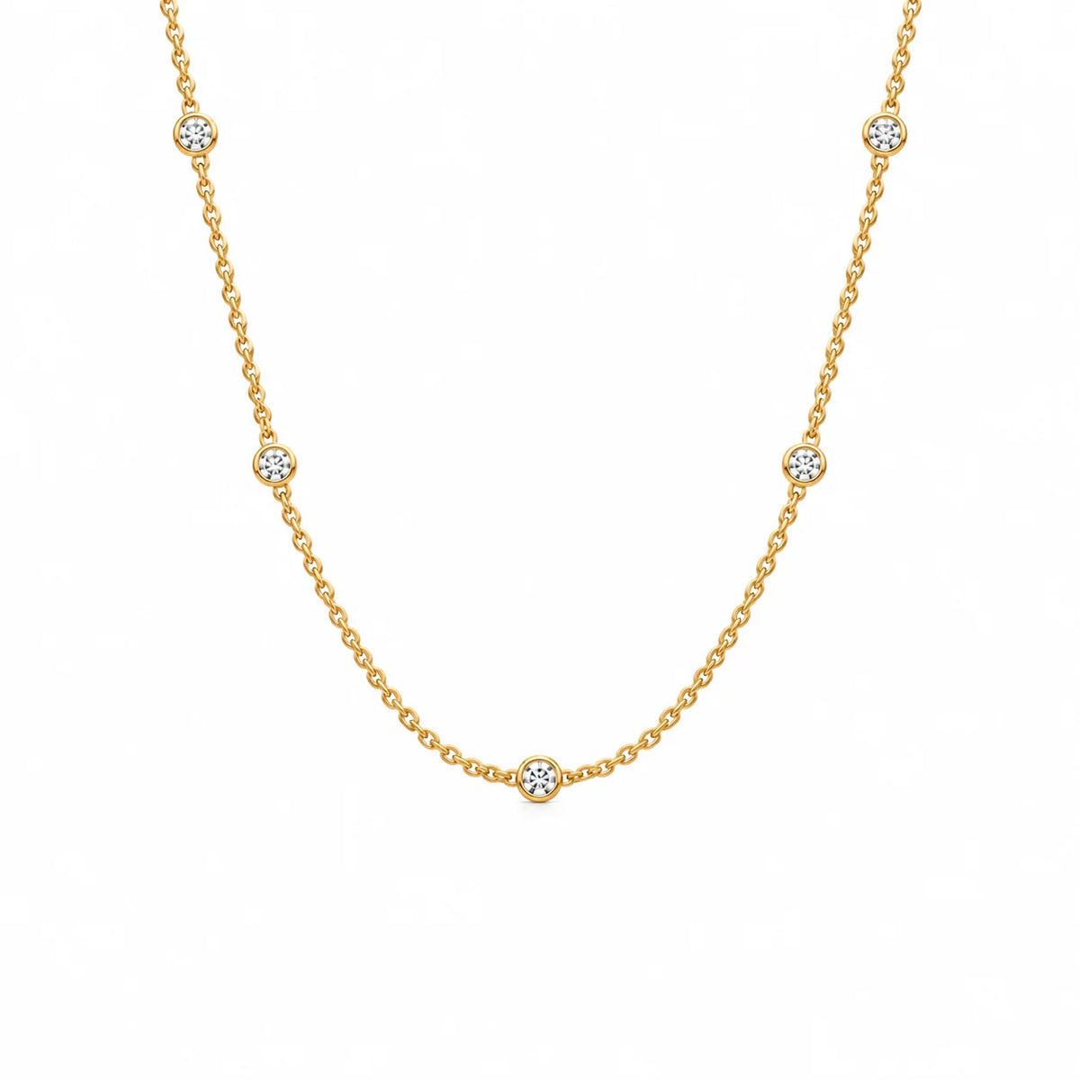 Gioiellieri 18K Solid Gold Bezel Diamond Necklace Lab Grown Brilliant Cut IGI Certified Customized Fine Jewelry