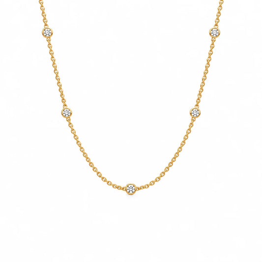 Gioiellieri 18K Solid Gold Bezel Diamond Necklace Lab Grown Brilliant Cut IGI Certified Customized Fine Jewelry