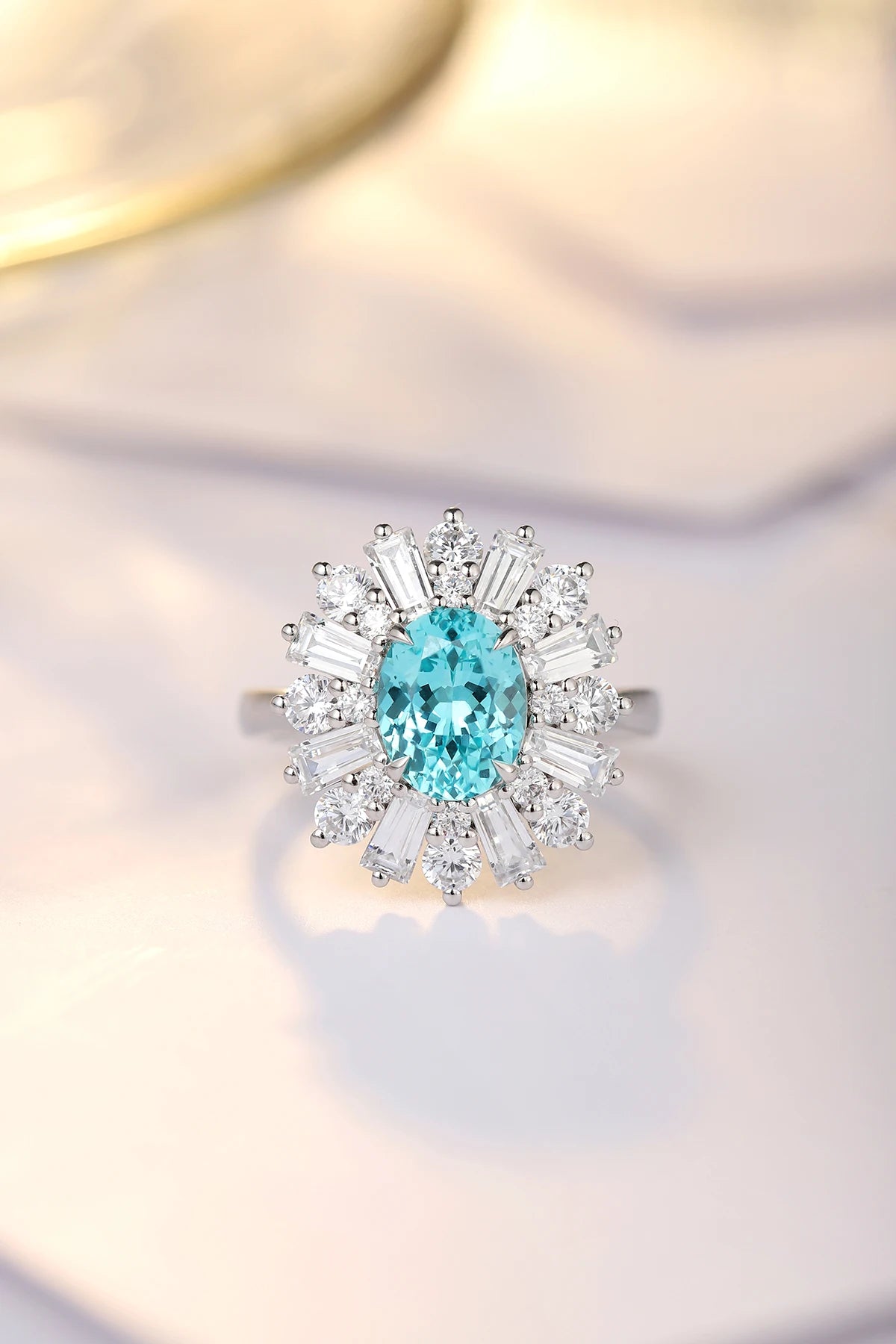 Gemfiori High Quality Lab Grown Paraiba Ring for Women Girls Jewellery Finger Jewelry 925 Sterling