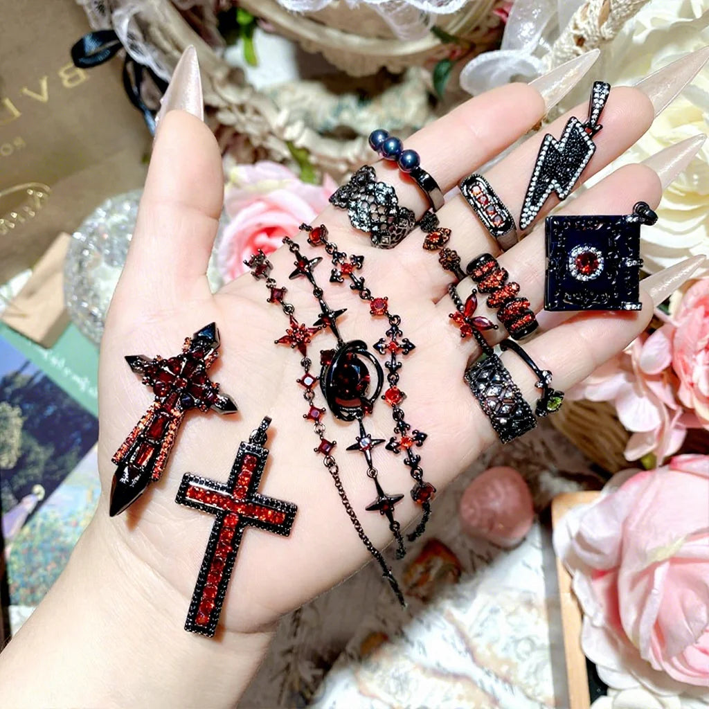 S&S Black Gold Plated Dark Style Jewellery | Rings, Bracelets & Pendants