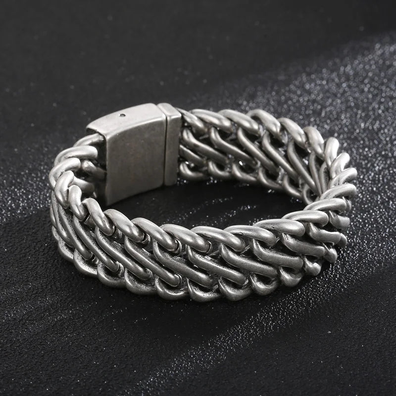 REBEL Casual Mature Matte Surface Stainless Steel Links Bracelets for Man