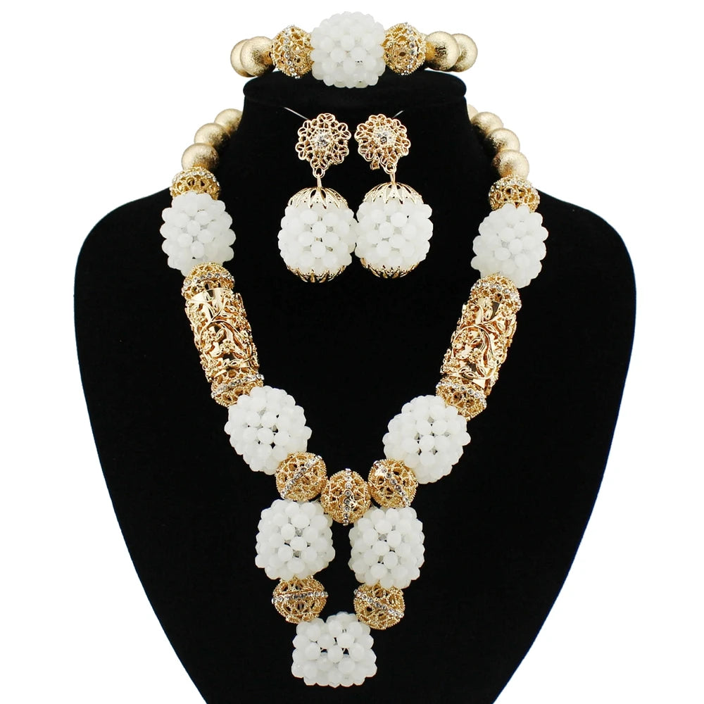 Zhuerrui Striking African Red Crystal Bead Jewelry Set Floral Design Nigerian Bridal Necklace Perfect for Engagement YL70