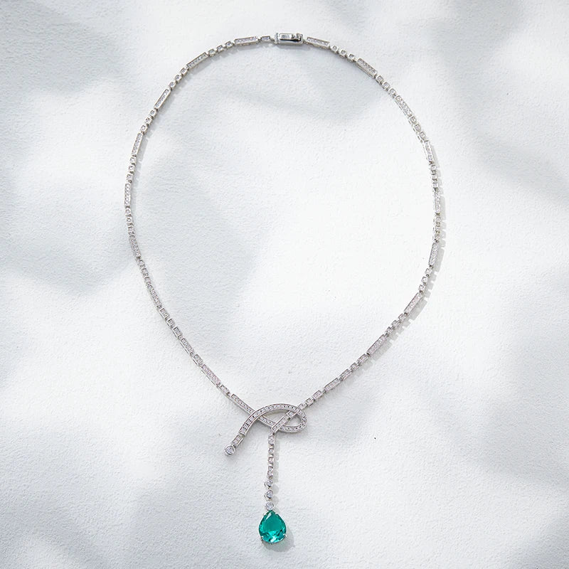 High End Design Sense, Niche, Light Luxury, Super Sparkling Droplet Shaped Necklace, Earrings, Women's Dress Accessories