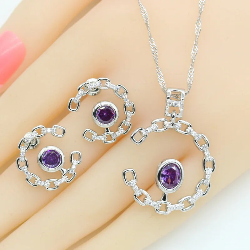 XOTICA Geometric White Zircon 925 Silver Accessories Jewelry Gift Set for Women Includes Stud Earrings Pendant Ring Gift Box Weddings