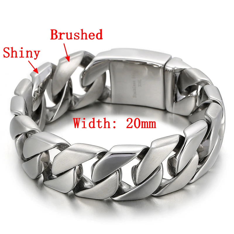 KALEN 20mm Miami Bracciali Peruviani Stainless Steel Cuban Hiphop Chain Link Bracelet