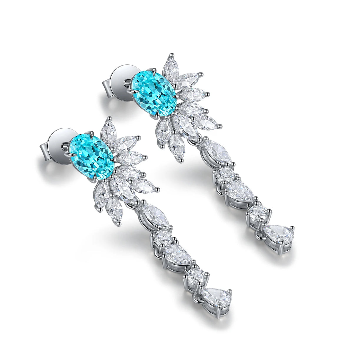 Gemfiori Anster High Quality S925 Lab Grown Paraiba Earring Stud Dainty Gemstone Stud Earrings for Women Daily Wear Gift