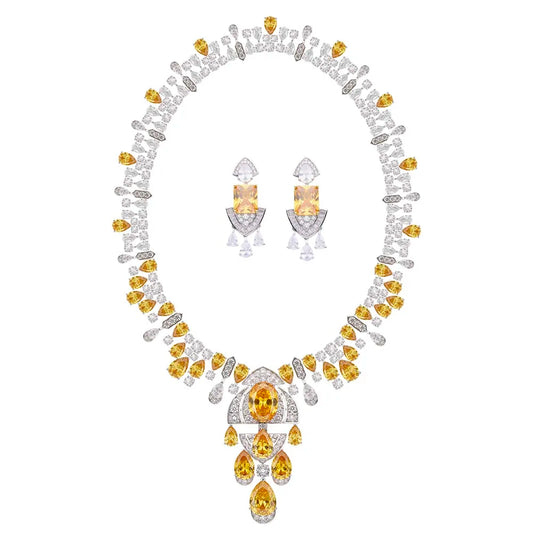 2023 High Class Jewelry Set Brass Rhodium Plated Yellow Ladies Evening Dress Banquet Evening Dress Necklace