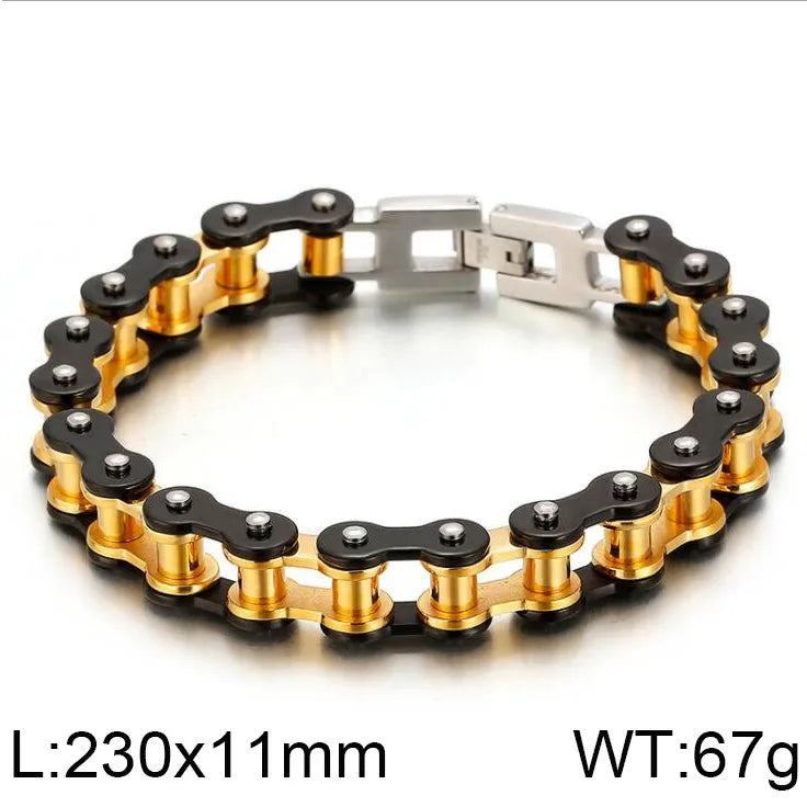 KALEN Shiny Bicycle Chain Stainless Steel Charm Necklace Mens Bracelets