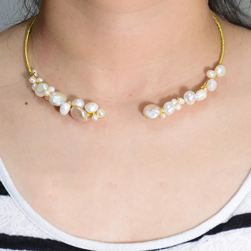 Natural Fresh Water Pearl Necklace for Women Girl Wedding Party Gift Handmade Jewelry