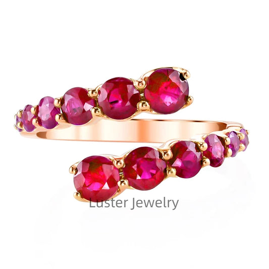 Gemfiori Luster Jewellery Pegion Blood Red Color 10/14/18k Moissanite Twist Solid Gold Ruby Ring