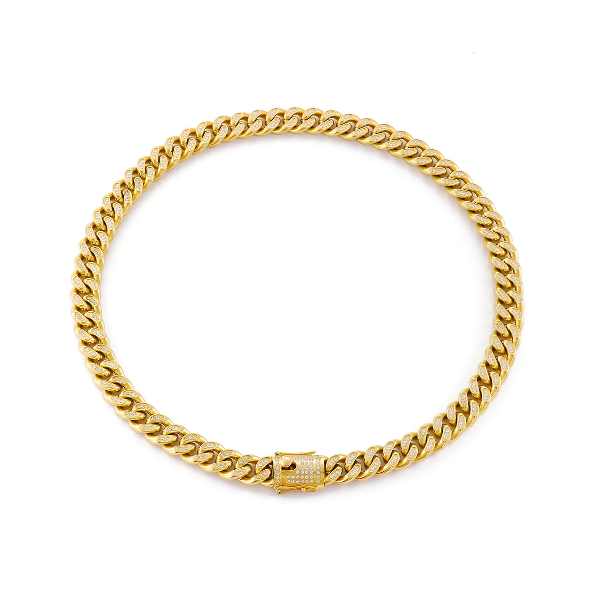 KALEN Luxury High Quality Inlaid Zircon Chain Bracelet Necklaces Men Stainless Steel Jewelry Set
