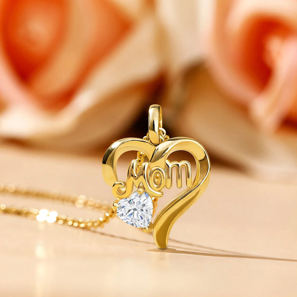 Gioiellieri Fine Jewelry Manufacturer MOM Daughter Affection 0.5ct Moissanite Hollow 14K Gold Mother's Day Gift Heart Pendant