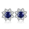 Gemfiori ANSTER Fashion Fine Jewelry 925 Sterling Silver Red Corundum Stone Flower Stud Earrings