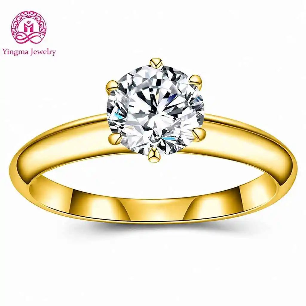 Gemfiori 1CT D VVS1 VVS2 Round Brilliant Lab Grown Diamond Ring 9K 10K 14K 18K White/Yellow/Rose Gold Women Timeless Fine Fashion Jewelry