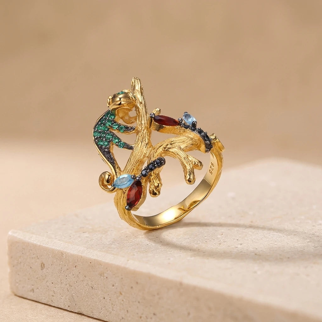 New Design Garnet Stone Fashion 925 Sterling Silver Ring for Women