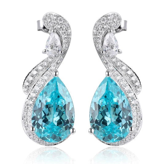 Gemfiori Anster High Quality S925 Lab Grown Paraiba Earring Stud Dainty Gemstone Stud Earrings for Women Daily Wear Gift