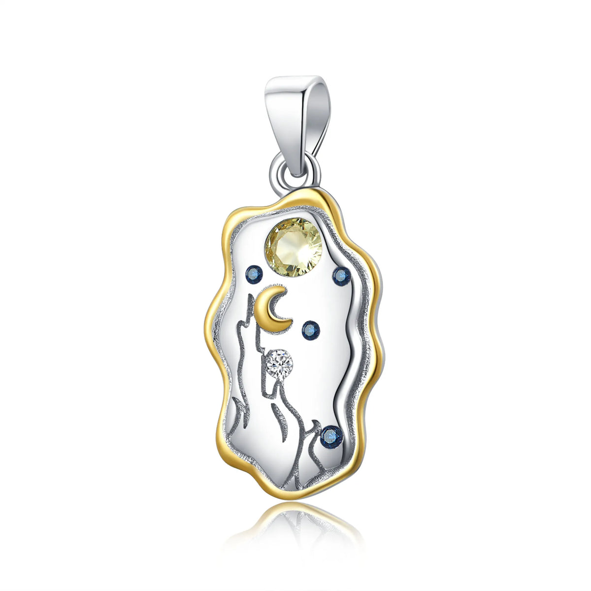 S&S 925 Silver Geometric Pendant Necklace | Diamond & Crystal Collection