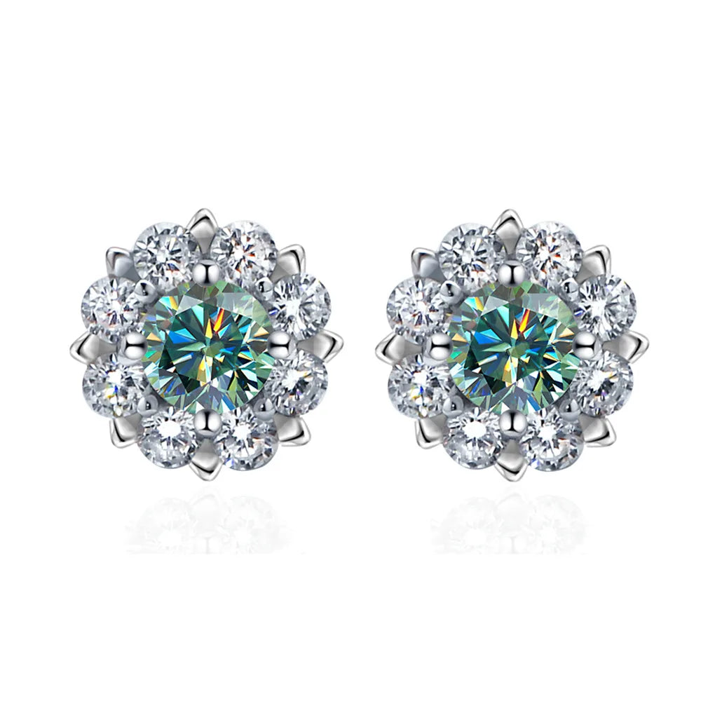 9 S925 Silver Destiny Snowflake 0.5ct Sapphire VVS GRA Moissanite Stud Earrings Necklace Rings Diamond Jewelry Set for Women
