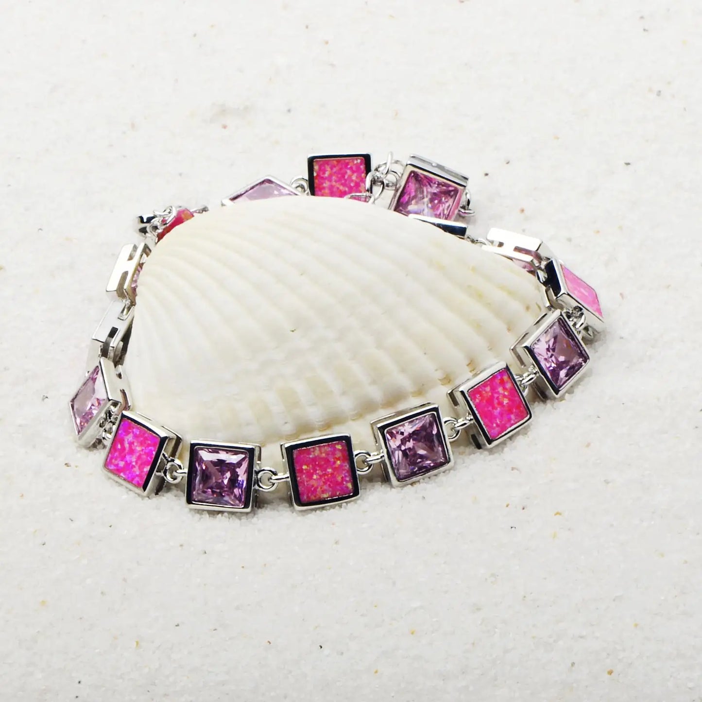 New Women's Xia Wei Square Bracelet Opal Trendy Brass Gold-color Plated Jewelry Inlaid Opal Gemstone Fashion