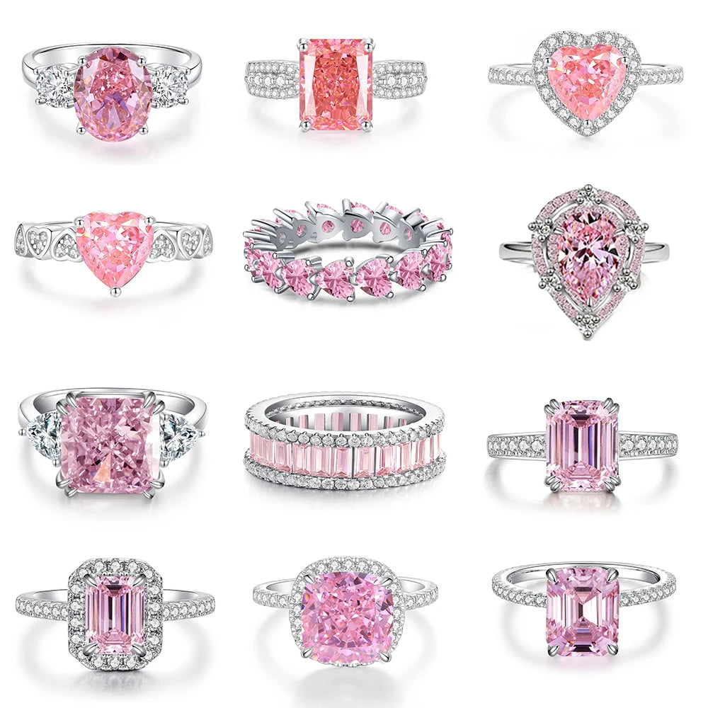 Wholesale Custom 925 Sterling Silver Ruby Rings Women Anniversary Wedding Red 5A 8A Zirconia Rings Jewelry Supplier Manufacturer
