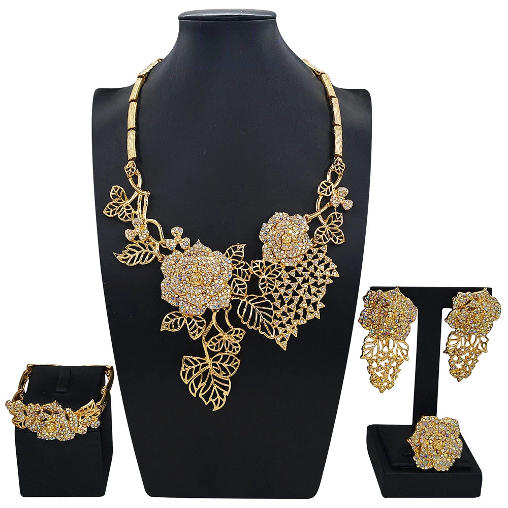 Zhuerrui New Design Sense Jewelry Set American High-end Diamond Series Ladies Classic Inheritance Wedding Four Sets I0002220