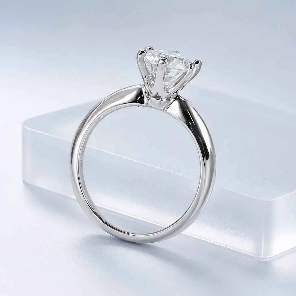 Gioiellieri Classic Six Prong Lab Grown Diamond Ring 2CT D VVS1 Plain Smooth Band 9K 10K 14K 18K Solid Gold Women Premium Fine Jewelry